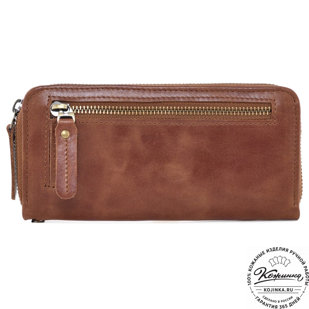  Кожаное портмоне Амстердам (рыжий антик)